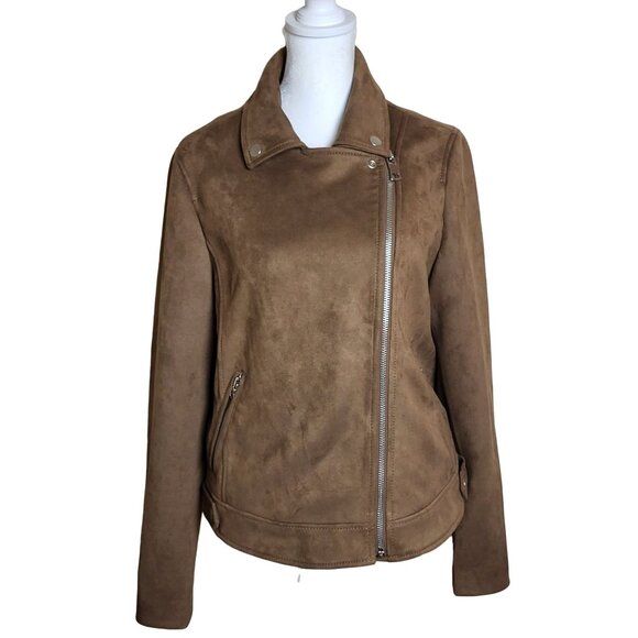 LOFT Jackets & Blazers - Loft Tan Faux Leather Moto Jacket Size Small